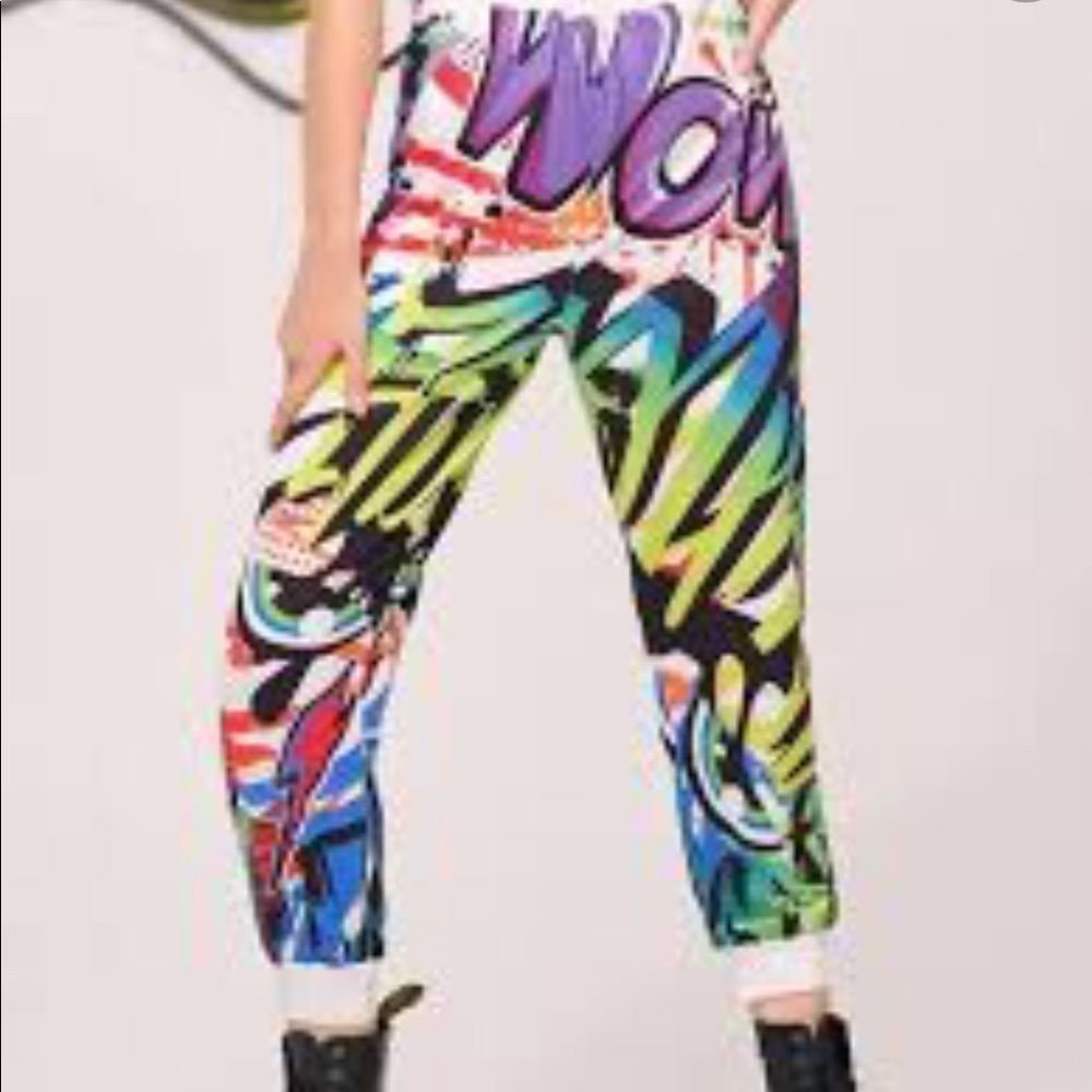 Hype means nothing Wow Me Joggers Size Large neon colors - Picture 2 of 8